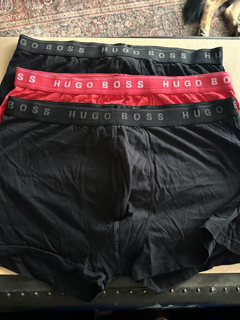 NWOT 3x Hugo Boss Brazilian trunks black red XXL
